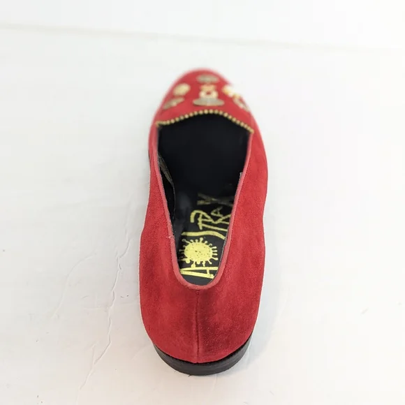Vintage 80-90s red suede flats - Picture 5 of 16
